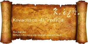 Kovacsics Árpád névjegykártya