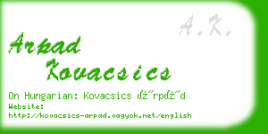 arpad kovacsics business card